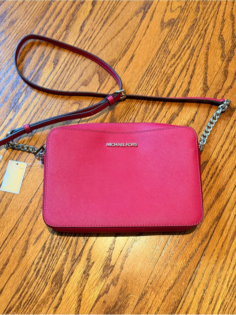 Michael Kors Saffiano Crossbody Bag in Raspberry - NWT - Picture 2 of 12